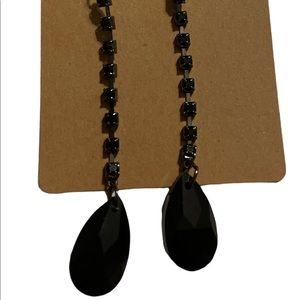 Black Rhinestone Dangling Earrings
